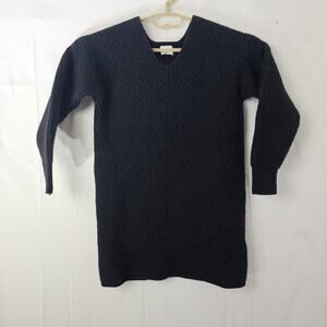 Wilfred Sweater Womens XS Black 100% Merino Wool Ribbed V-Neck Oversized